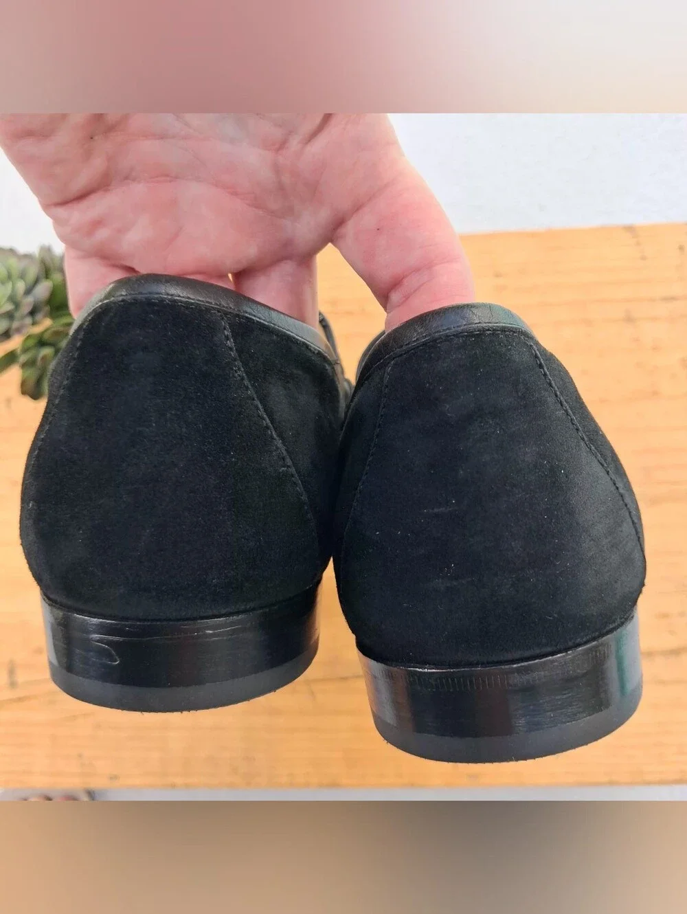 Vintage Gucci Men's Black Suede Loafers w/Gold Horsebit Hardware Size 45.5/12